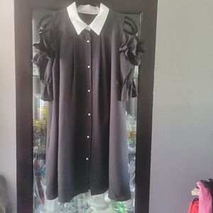 Women's Black Off-Shoulder Shirt Dress
